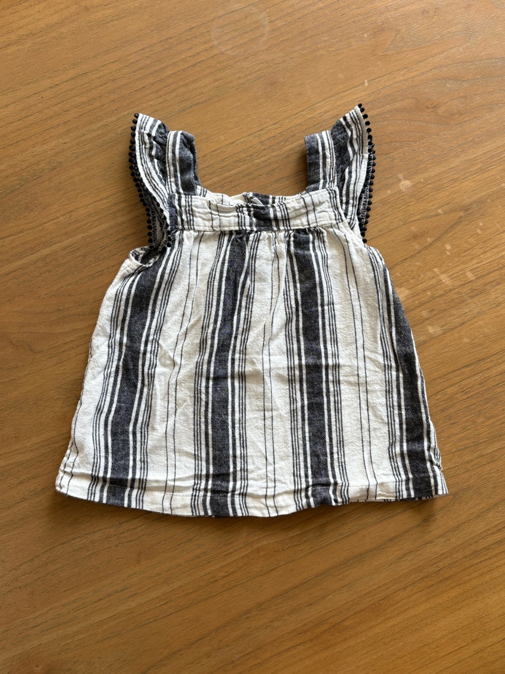 Carter’s Girls Black & White Striped Ruffle Tank Top